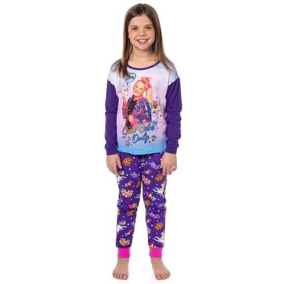 JoJo Siwa Girls Long Sleeve Top and Jogger 2-Piece Pajama Set, Sizes 4-12