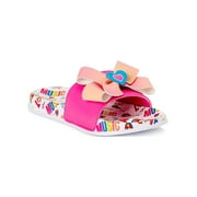 JoJo Siwa Girls Neon Soccer Slides with Grosgrain Print