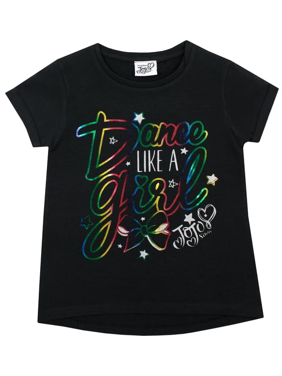 Girls Rainbow Dance T-Shirt Black Sizes 6-12