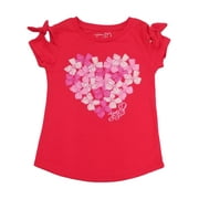 JoJo Siwa Girls Red & Pink Bow Bouquet Sparkly Valentines Day T-Shirt XS (4-5)