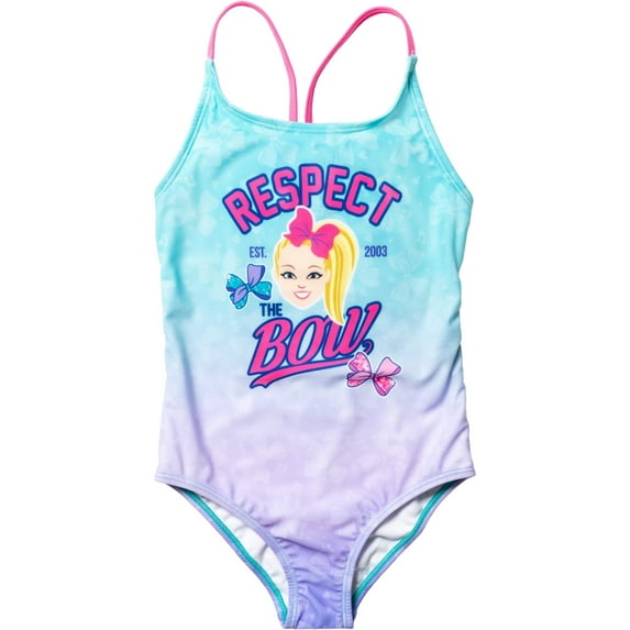 JoJo Siwa Girls' Respect the Bow 1 Piece Swimsuit, Sizes 4-16