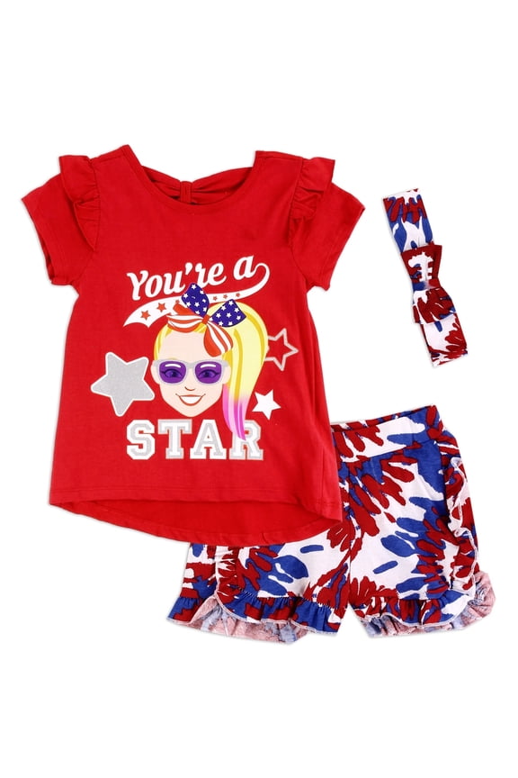 Girls' Ruffle Shorts Set with Headband (Little Girls)