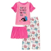 JoJo Siwa Girls Ruffle Sleep Short Sleeve, Shorts and Pants, 3-Piece Classic Pajama Set, Sizes 4-10