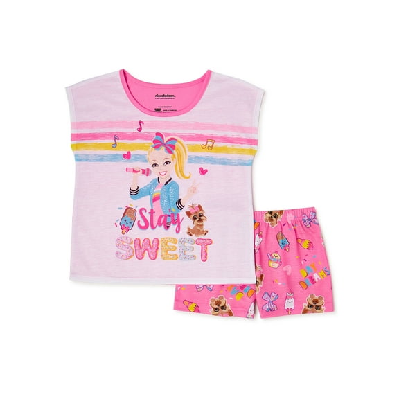 JoJo Siwa Girls Short Sleeve Top & Shorts, 2 Pc Pajama Set, Sizes 4-10