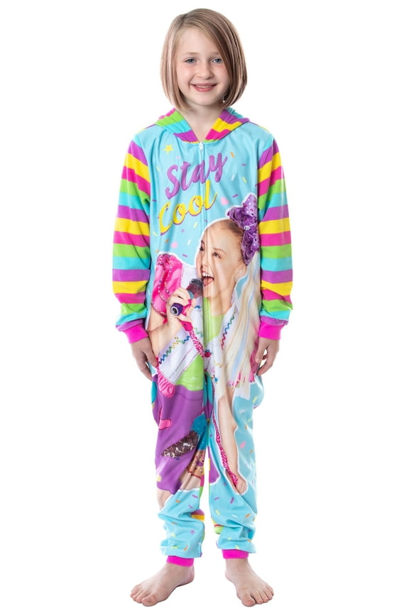 JoJo Siwa Girls' Stay Cool Zippered Sleeper Set Sleep Pajama Jumpsuit