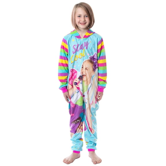 JoJo Siwa Girls' Stay Cool Zippered Sleeper Set Sleep Pajama Jumpsuit