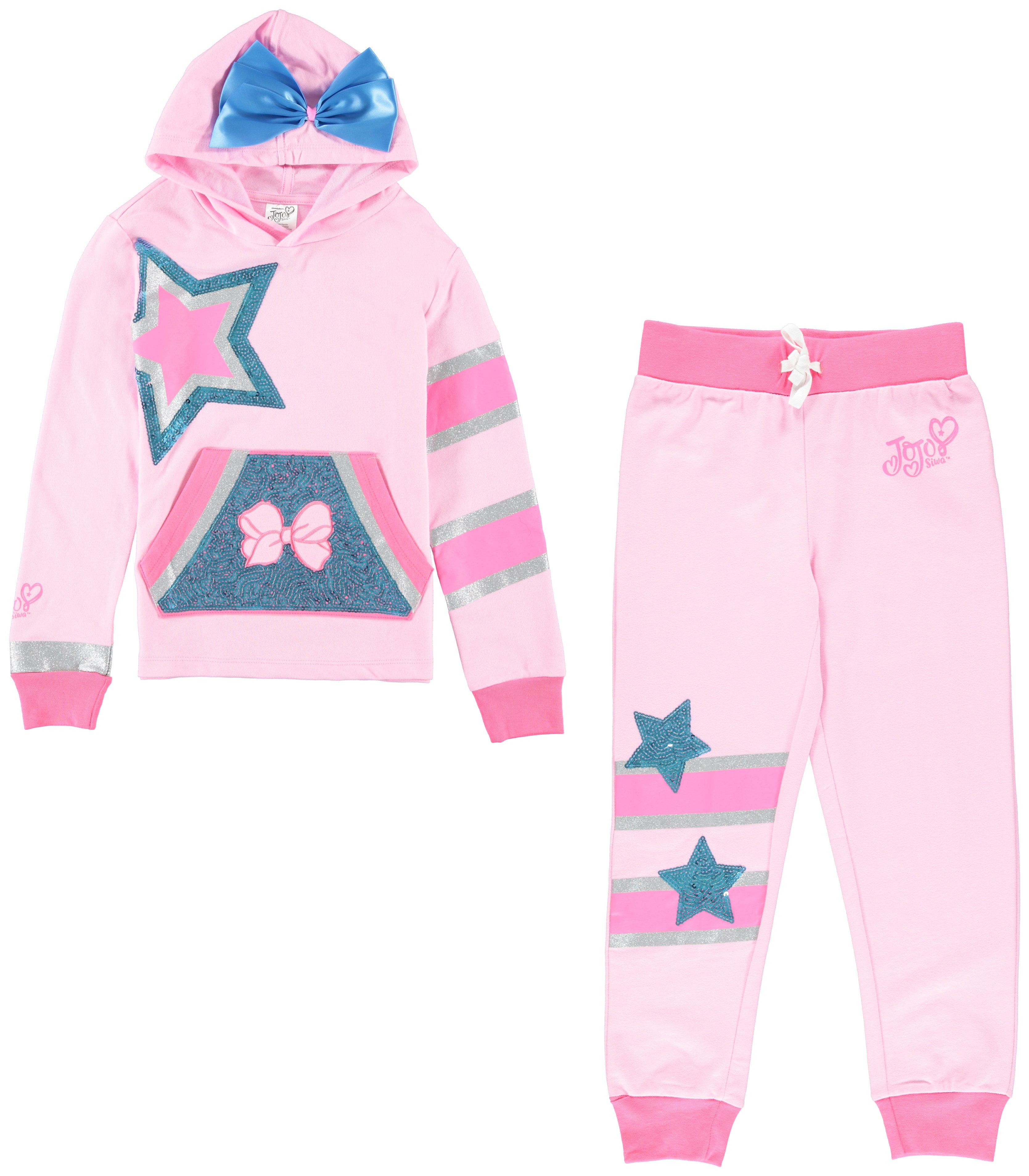 JoJo Siwa Girls Sweatshirt Hoodie and Jogger Clothing Set Pink Sizes 4 20