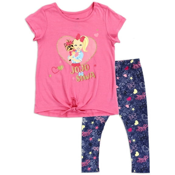 JoJo Siwa Girls' Tie-Front Top and Leggings Set (Little Girls)