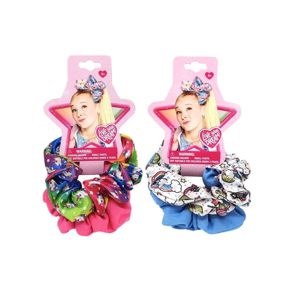JoJo Siwa Hair Scrunchies Elastic Unicorns Rainbow Design 4 Piece Set Girls