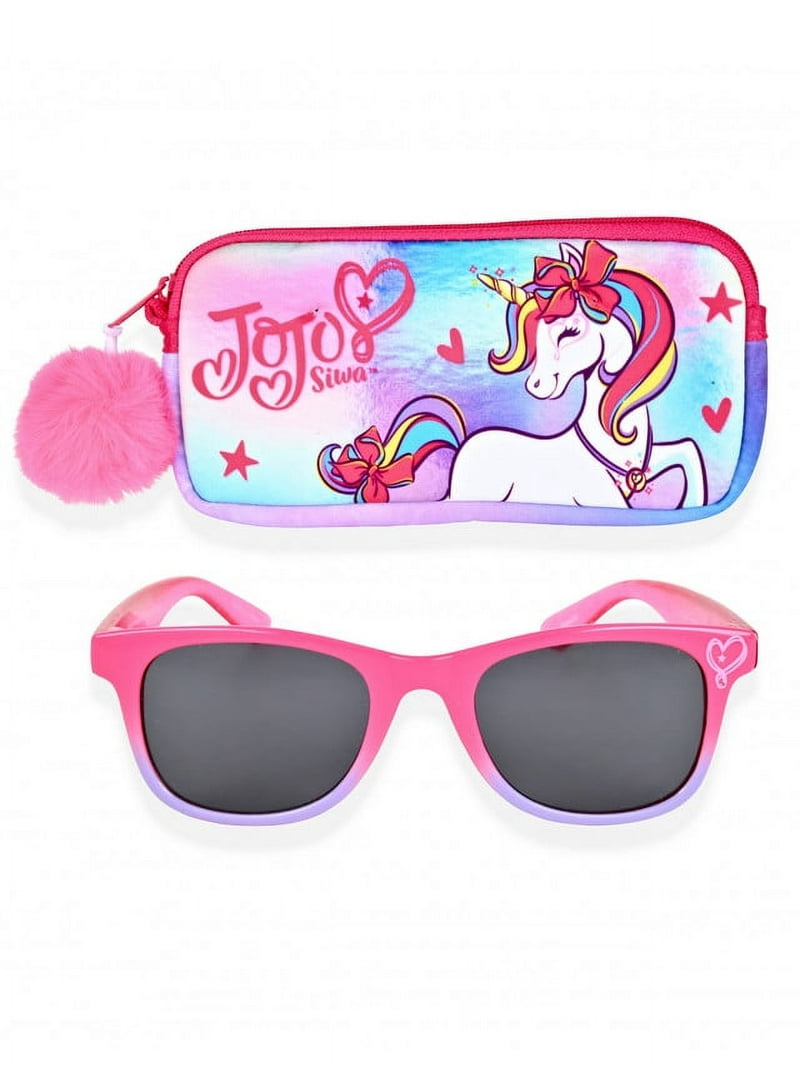 JoJo Siwa Kids Pink Sunglasses with Matching Purse Case UV