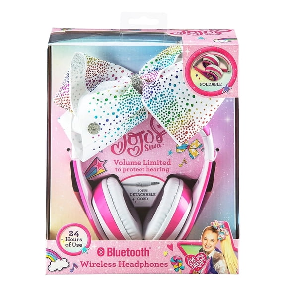 JoJo Siwa Kids Volume Limiting Bluetooth Headphones with Microphone
