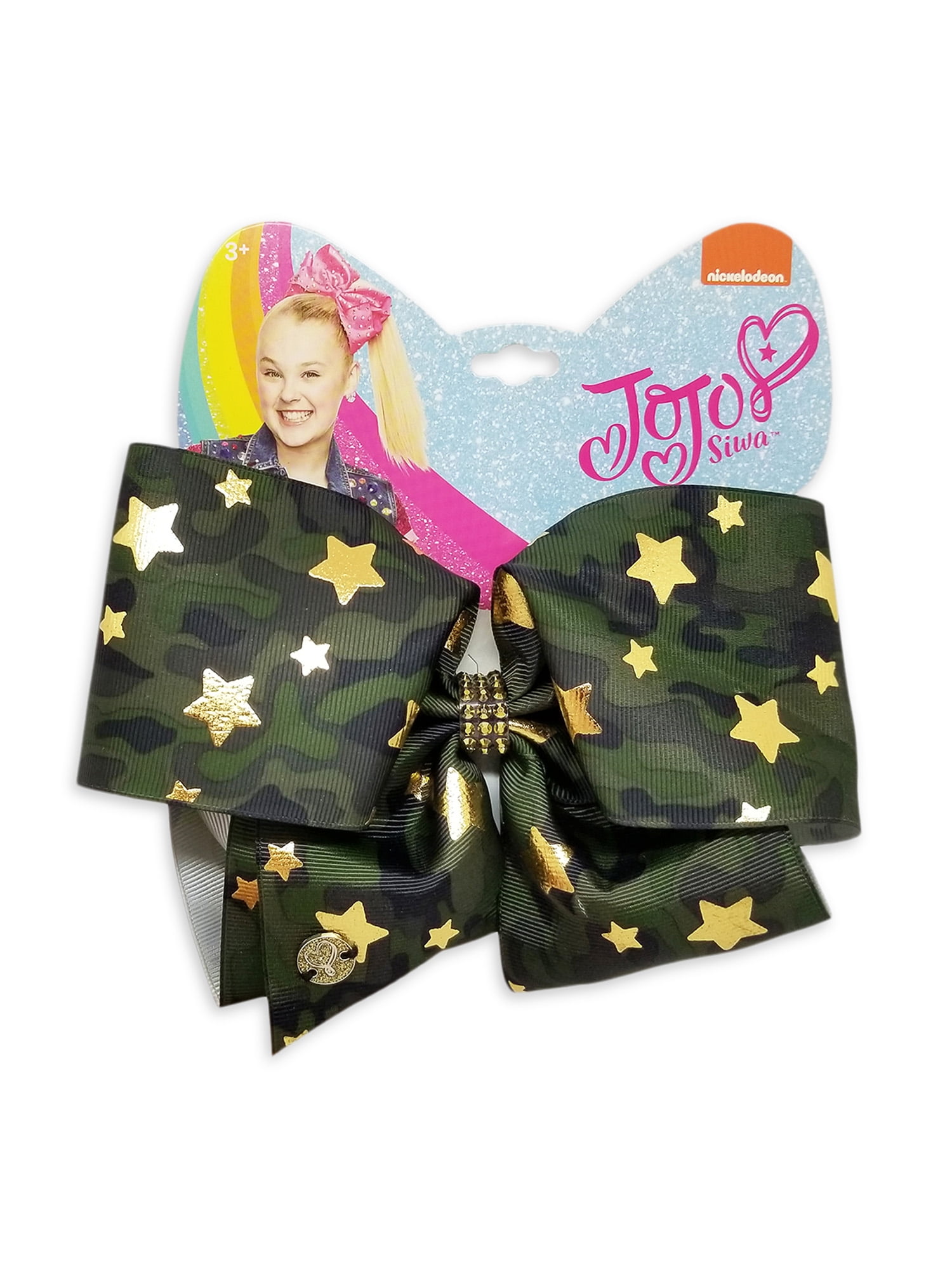 JoJo Siwa Large Cheer Hair Bow (Green Camo Stars)