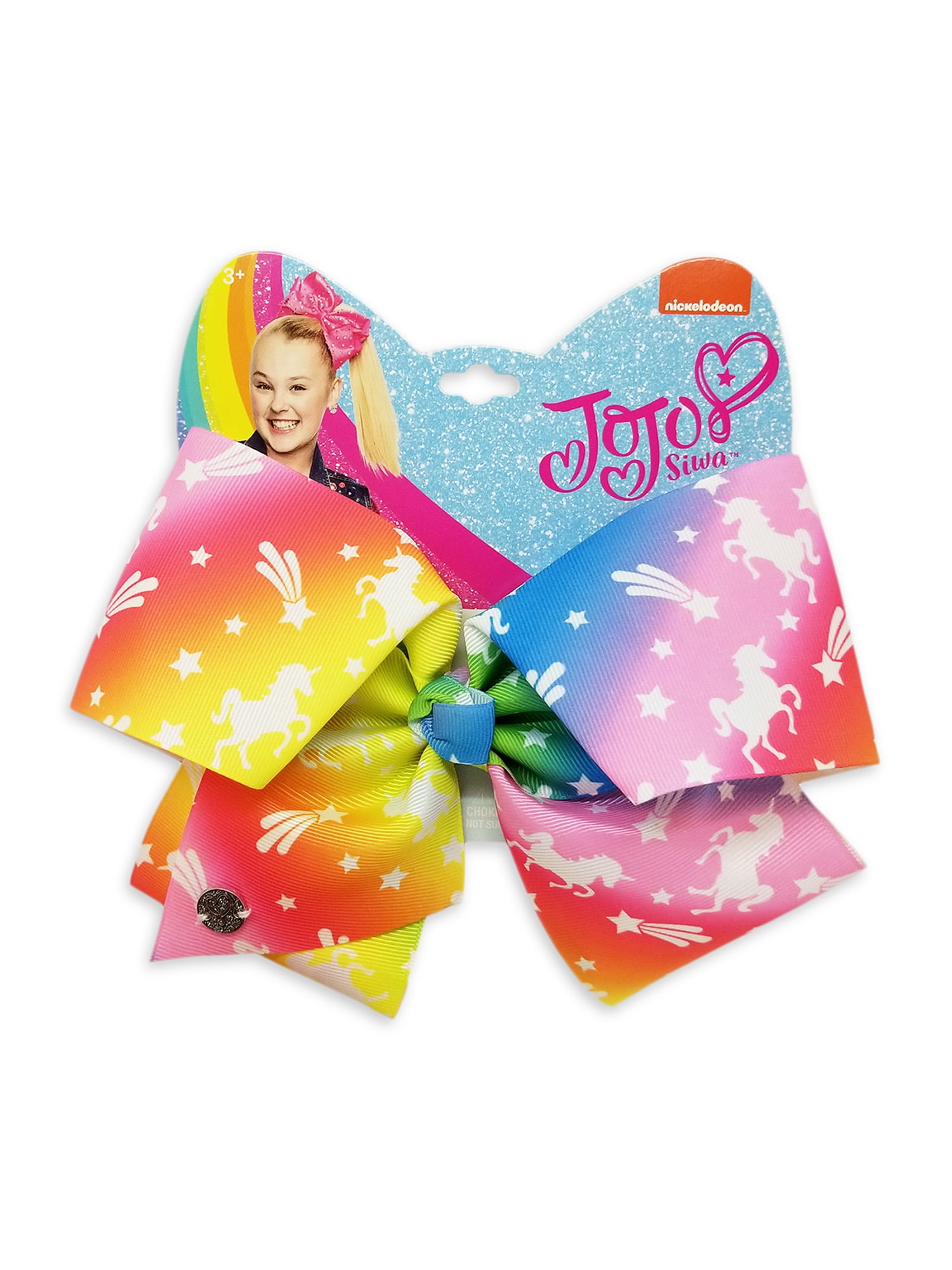 JoJo Siwa Large Cheer Hair Bow (Rainbow with Stars)