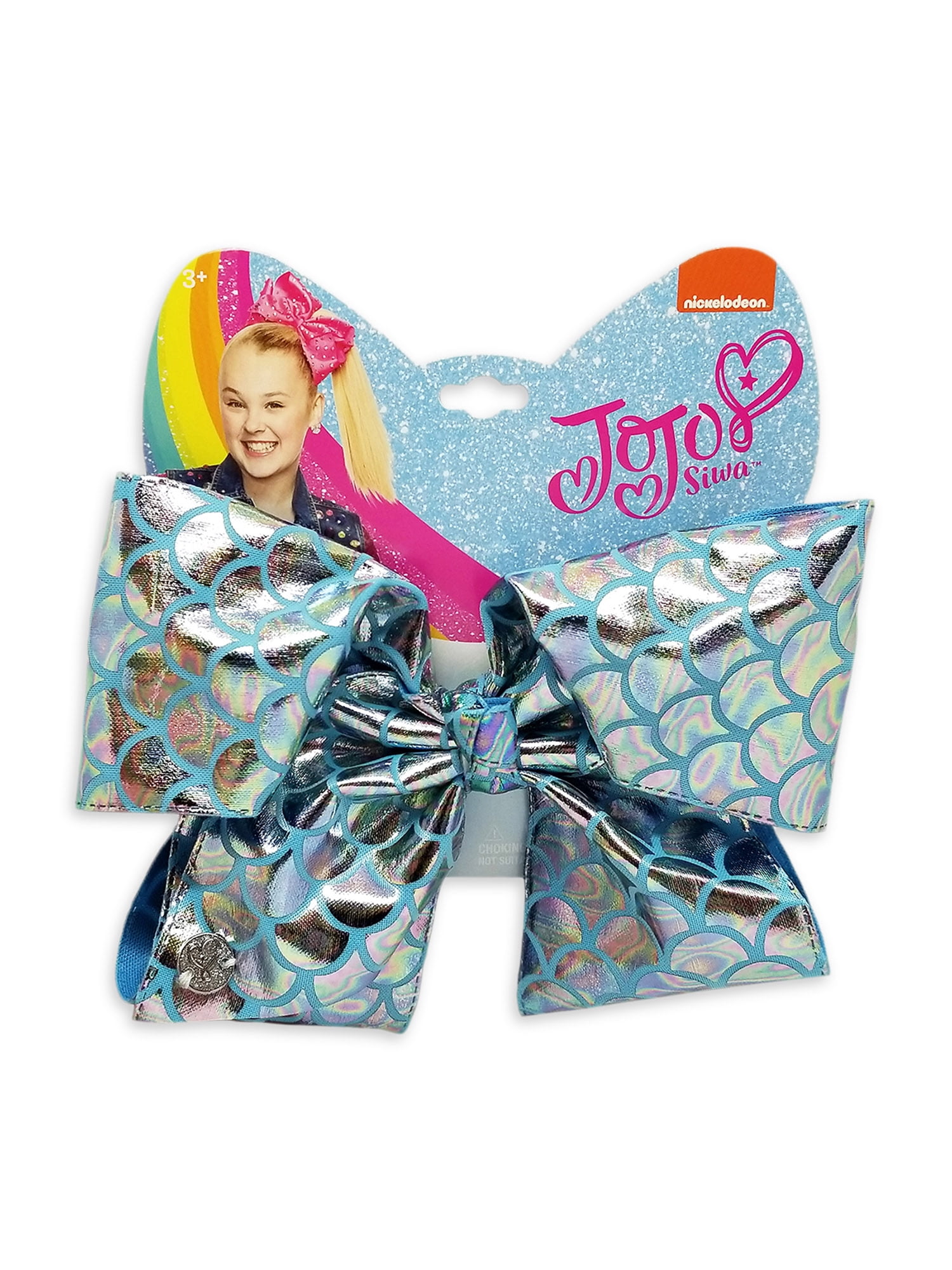 JoJo Siwa Large Cheer Hair Bow (Silver Metallic Mermaid)