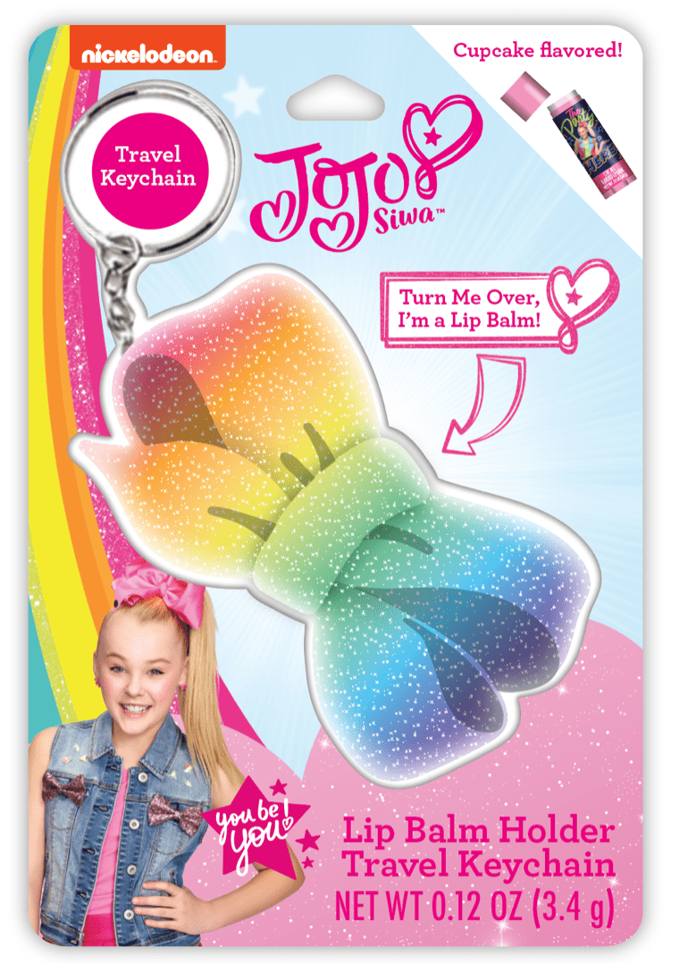 JoJo Siwa Lip Gloss & Fur Ball Keychain on Card-2 pcs 