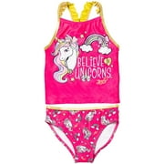 JoJo Siwa Little Girls Racerback Tankini Top and Bikini Bottom Pink 5-6