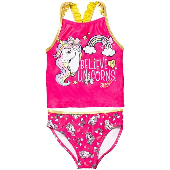 JoJo Siwa Little Girls Racerback Tankini Top and Bikini Bottom Pink 7-8