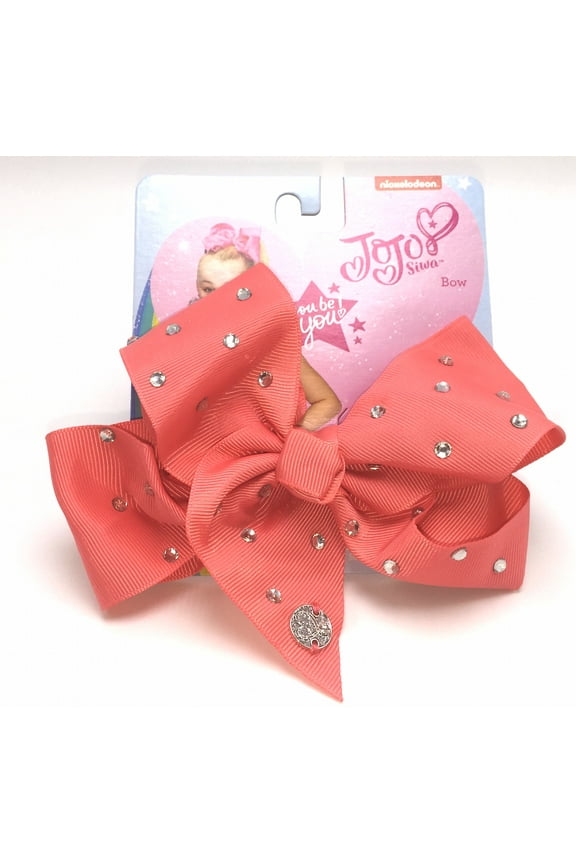 JoJo Siwa Neon Coral All Over Rhinestone Hair Bow