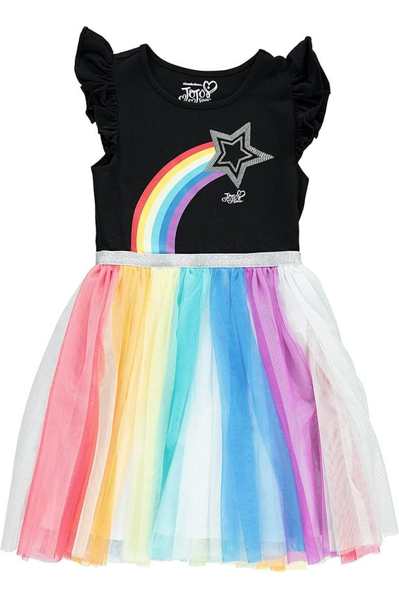 One Size Girls Beautiful Rainbow Star Glitter Tutu Skirt Dress