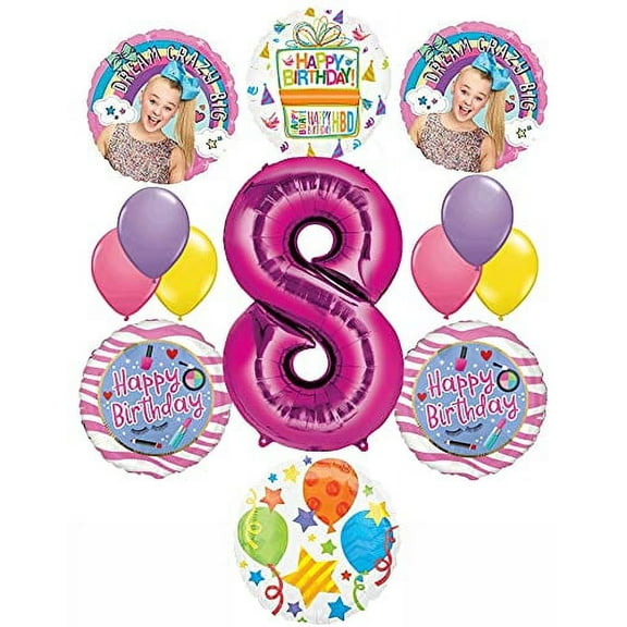 JoJo Siwa Party Supplies 8th Birthday Balloon Bouquet Decorations Dream Crazy Big Celebration