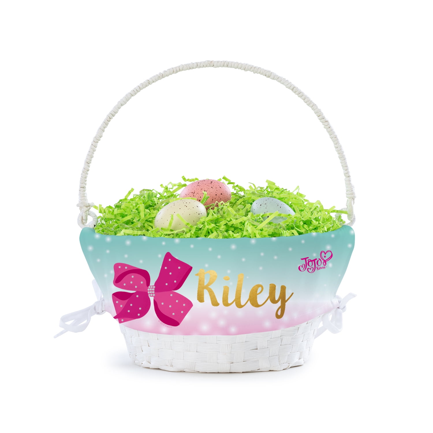 JoJo Siwa Personalized White Woven Spring Easter Basket with Custom