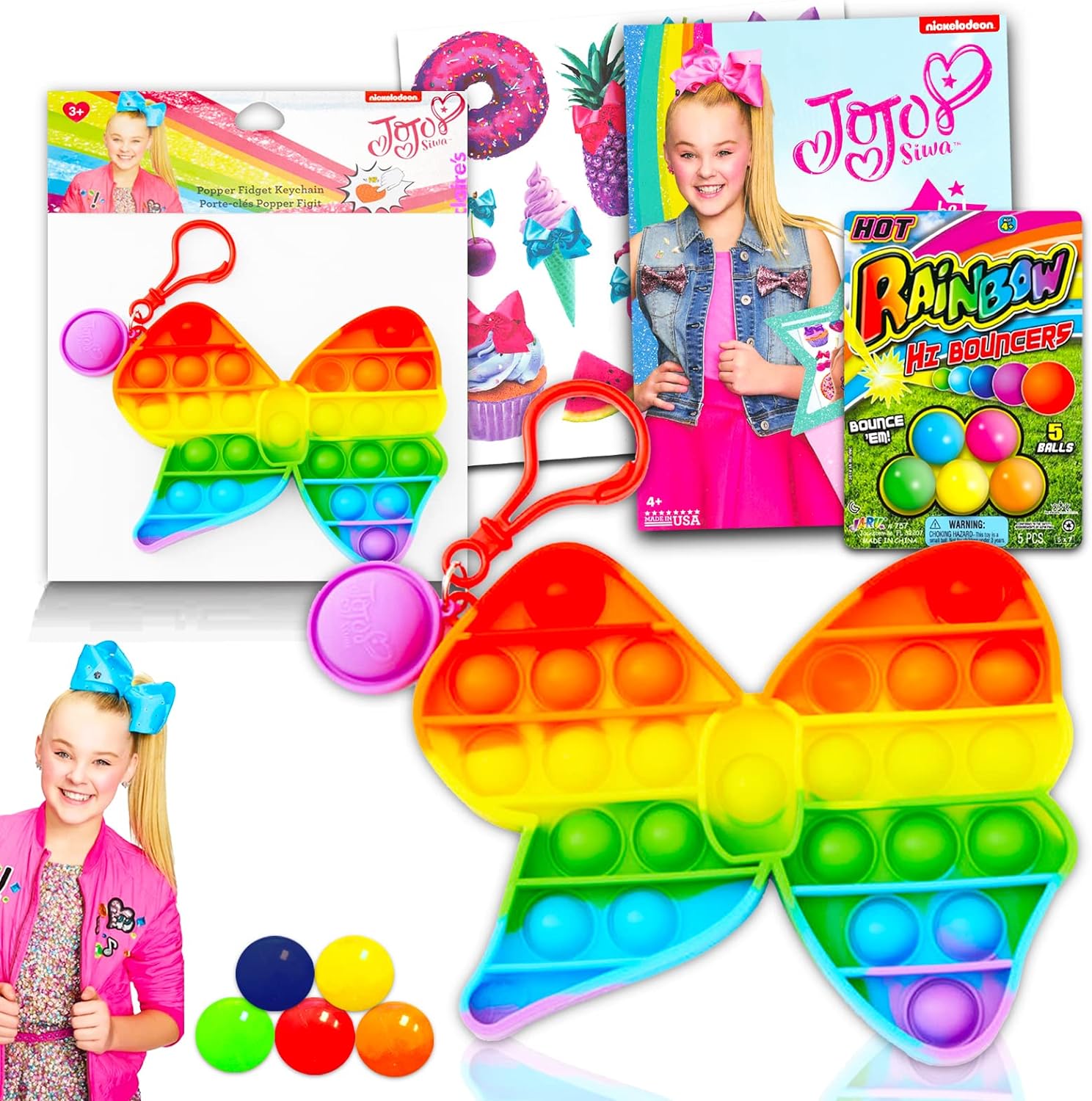 JoJo Siwa Pop Fidget Toys Set Fidget Party Favors for Girls with Bow