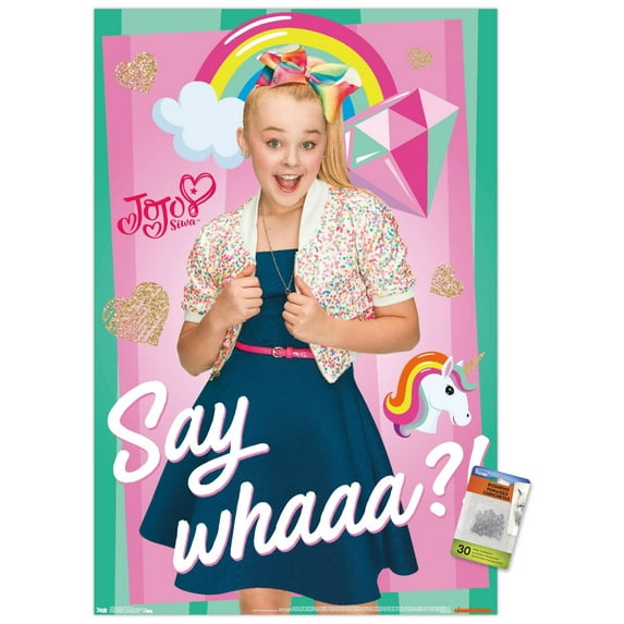 JoJo Siwa - Say Whaa Wall Poster with Push Pins, 22.375" x 34"