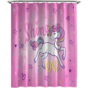 JoJo Siwa Shine On Unicorn Kids 70"x72" Shower Curtain, 100% Microfiber, Pink