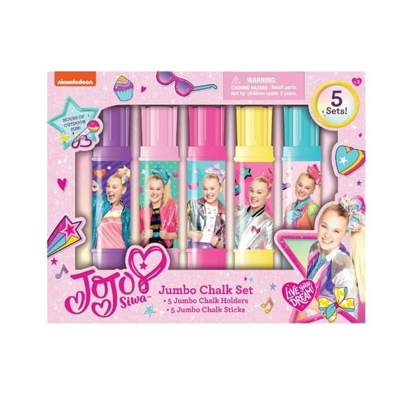 JoJo Siwa Sidewalk Chalk Set with Holders  Jumbo, Washable, Non-Toxic  Perfect Art & Playtime Gift