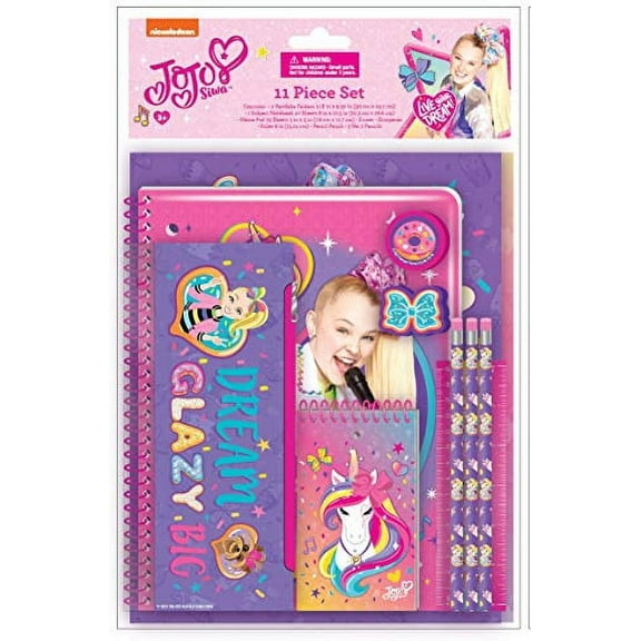 JoJo Siwa Stationery Set with Pencil Case, 8in x 10in, Multicolor, 40 Sheets, 11 Count