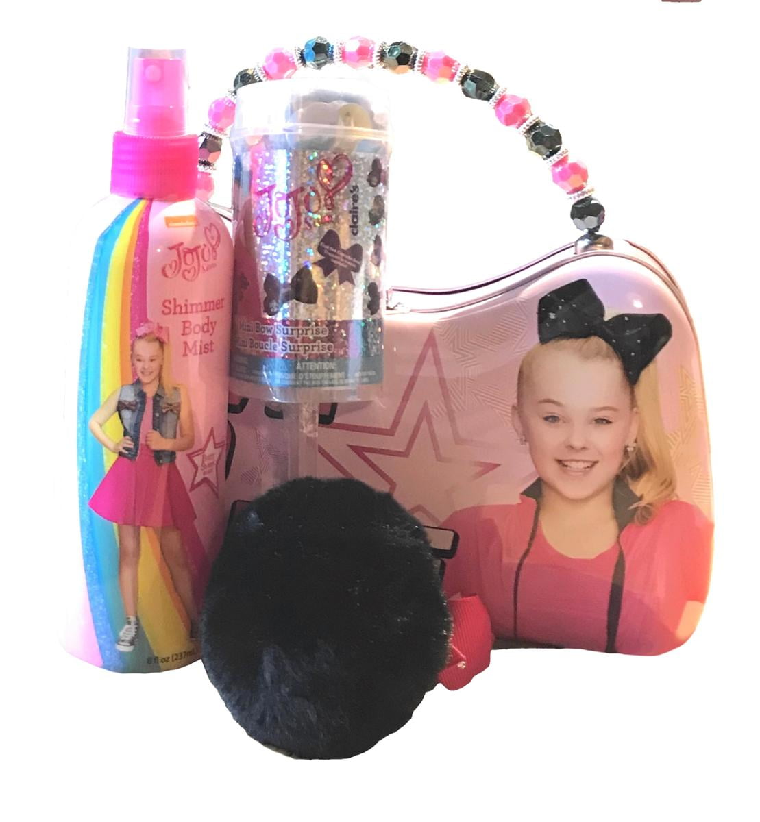 JoJo Siwa Tin Purse Key Chain Body Mist Confetti Poppers with Mini Bow and Sticker Bundle