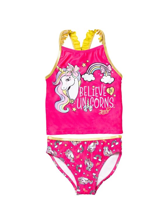 Toddler Girls Racerback Tankini Top and Bikini Bottom Swim Set Toddler to Big Kid