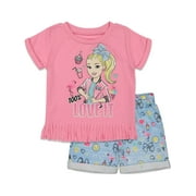 JoJo Siwa Toddler Girls T-Shirt and French Terry Shorts Outfit Set Toddler to Big Kid