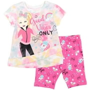 JoJo Siwa Unicorn Bow Bow Girls T-Shirt and Bike Shorts Outfit Set Toddler to Big Kid