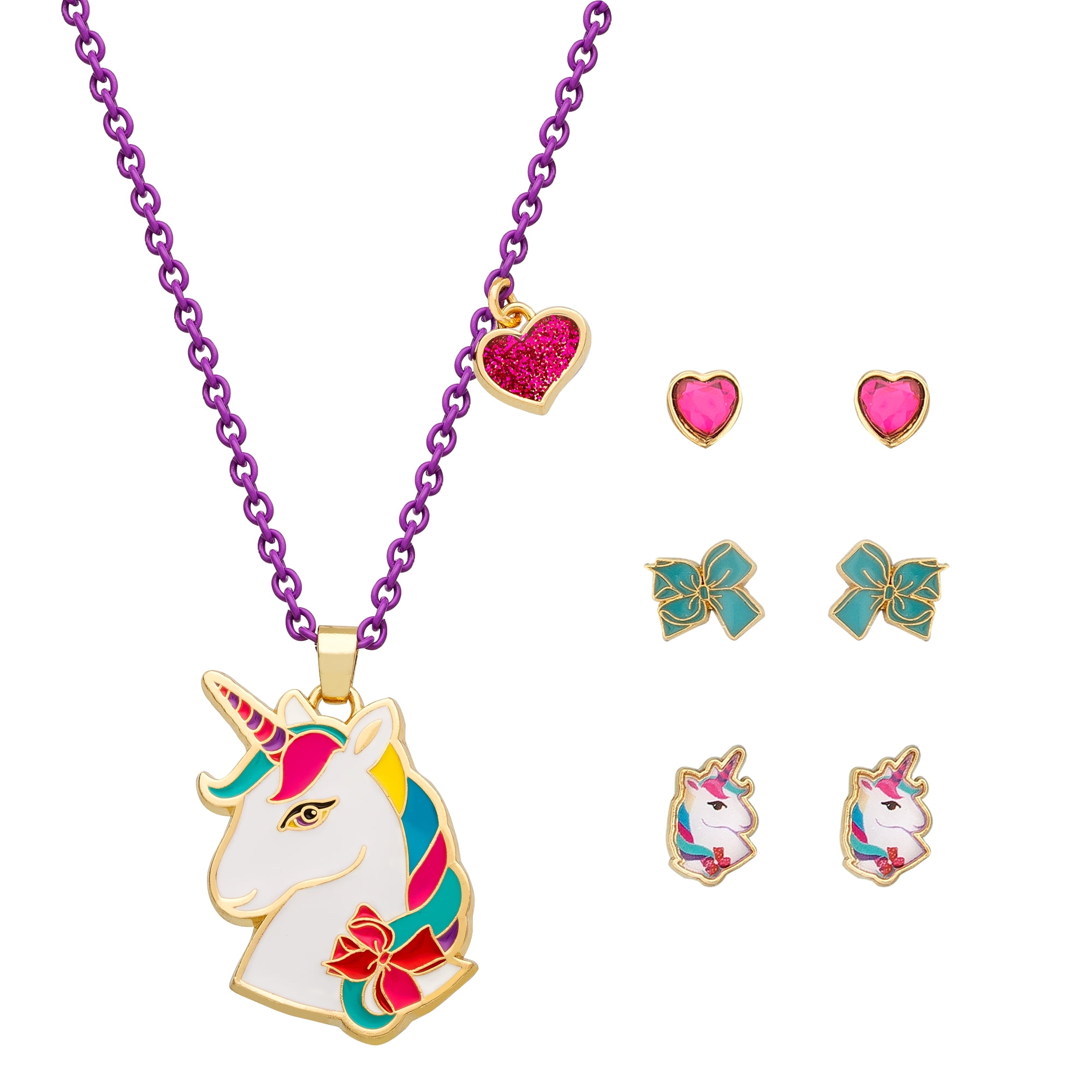 JoJo Siwa Unicorn Jewelry Gift Set Fashion Necklace and Stud Earrings