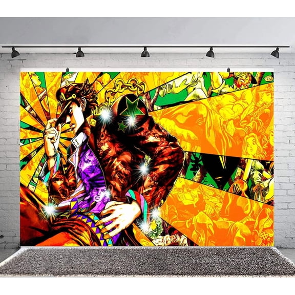 JoJo's Bizarre Adventure Backdrop Banner Party Supplies Poster Movie Theme Background for Photography Kids Birthday Decorations