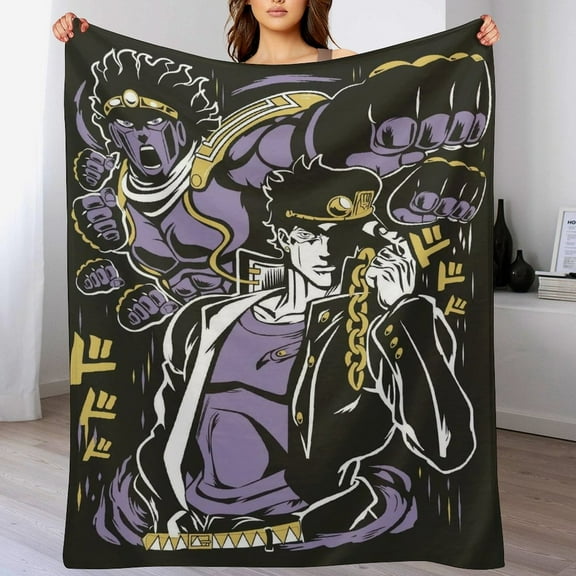 JoJo's Bizarre Adventure Blanket Cute Soft Lightweight Fuzzy Plush Throw Blankets Cozy Flannel Blankets for Sofa Couch Travel Home Bedroom Decor Gifts 50"x60"