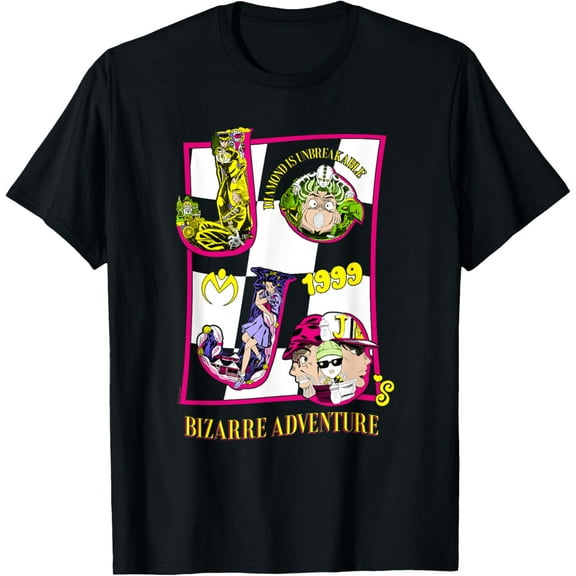 JoJo's Bizarre Adventure Character Letters Anime T-Shirt Short Sleeve Crew Neck Soft Fitted Tees T-Shirt