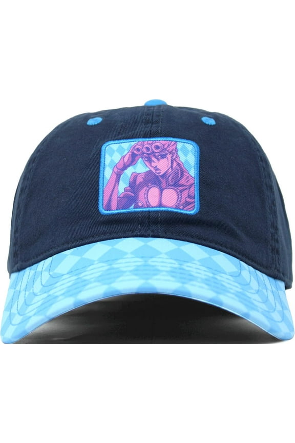 Colorful Checkerboard Patch Structured Adjustable Navy Blue Dad Hat