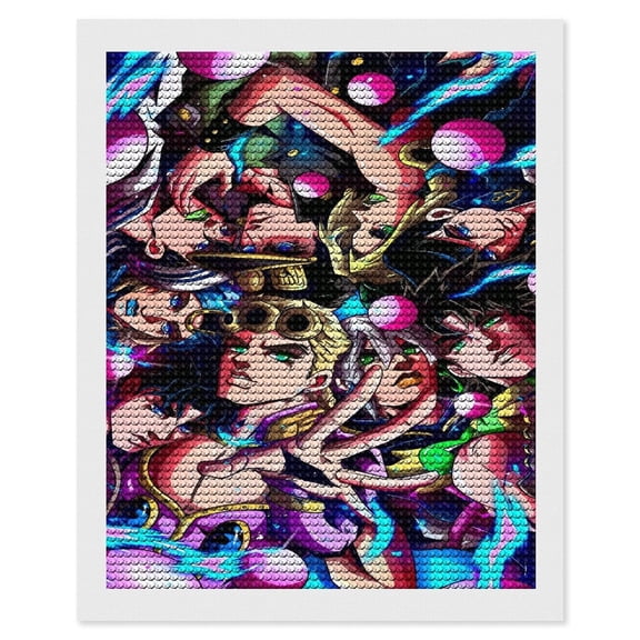 JoJo's Bizarre Adventure Diamond Art Painting Kits, Cartoon Gem Dots Painting for Kids Adults, Arts Crafts DIY Paint Supplies for Gift Home Wall Decor 16"x20"