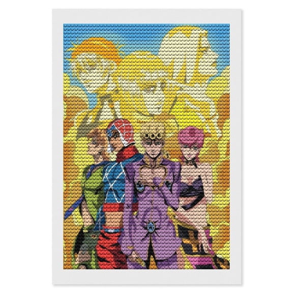 JoJo's Bizarre Adventure Diamond Art Painting Kits, Cartoon Gem Dots Painting for Kids Adults, Arts Crafts DIY Paint Supplies for Gift Home Wall Decor 8"x12"