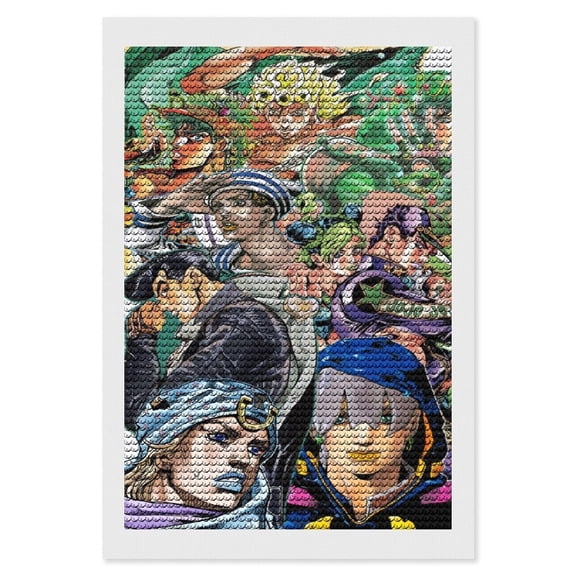 JoJo's Bizarre Adventure Diamond Art Painting Kits, Cartoon Gem Dots Painting for Kids Adults, Arts Crafts DIY Paint Supplies for Gift Home Wall Decor 8"x12"