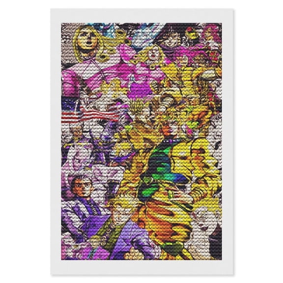 JoJo's Bizarre Adventure Diamond Art Painting Kits, Cartoon Gem Dots Painting for Kids Adults, Arts Crafts DIY Paint Supplies for Gift Home Wall Decor 8"x12"