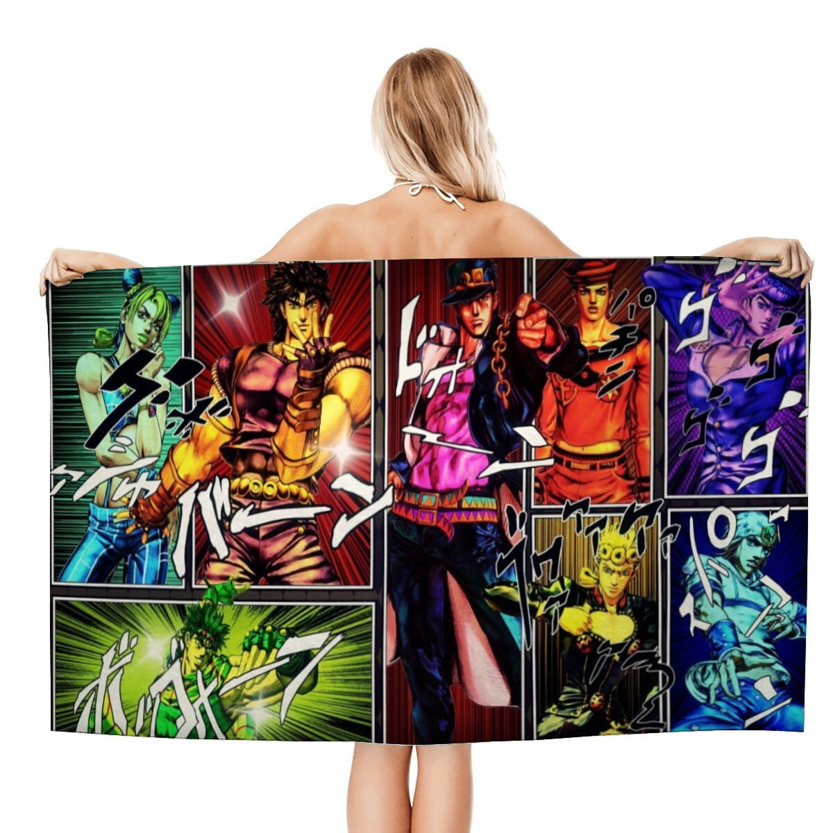 JoJo's Bizarre Adventure Gifts Beach Towel for Women Girl Birthday Inspired Fan Bath Outdoor Music Lover