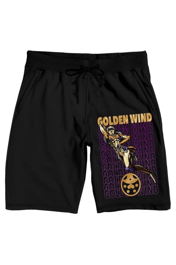 JoJo's Bizarre Adventure Golden Wind with Repeat Text Men's Black Sleep Pajama Shorts-Large