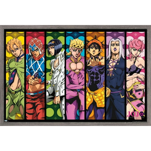 JoJo's Bizarre Adventure - Group Wall Poster, 22.375" x 34", Framed