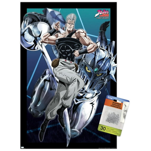 JoJo's Bizarre Adventure - Jean Pierre Polnareff Wall Poster with Push Pins, 14.725" x 22.375"