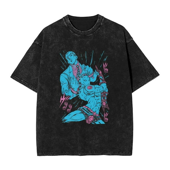 JoJo's Bizarre Adventure Men's Cotton Summer T-Shirts Vintage Tee Loose Fit Short Sleeve Casual Tshirts for Men Women