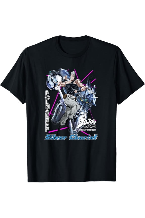 Polnareff Silver Chariot Anime T-Shirt Short Sleeve Crew Neck Soft Fitted Tees T-Shirt