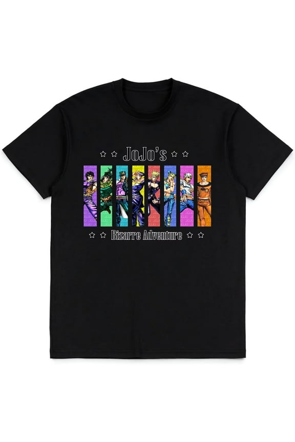 JoJo's Bizarre Adventure Shirt Anime Fashion Trend t-Shirt Unisex Short-Sleeved Tops Teen Fans Gifts Black tee Shirt